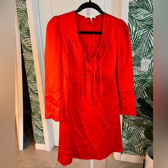 Maje Red Rahon Satin Mini Dress Size Small - Picture 2 of 12